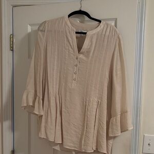 Kim Rogers Cream Blouse with Ruffle Sleeves size XXL